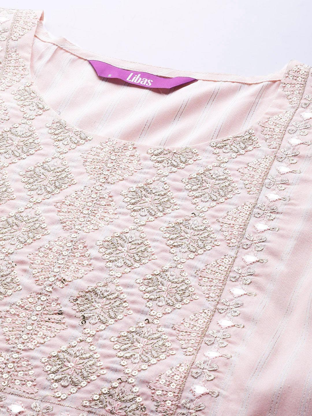 Peach Yoke Design Cotton Silk Kurta - ShopLibas