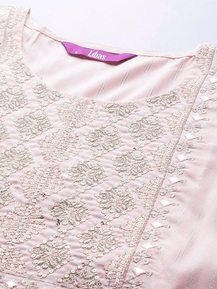 Peach Yoke Design Cotton Silk Kurta - ShopLibas