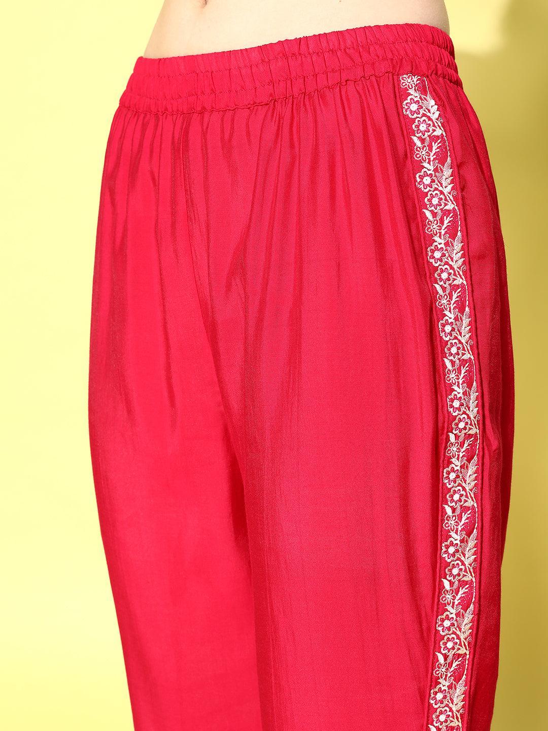 Pink Embellished Silk Blend Co-Ords - ShopLibas 
