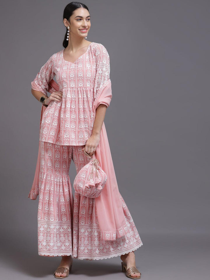 Pink Embroidered Georgette Suit Set - ShopLibas