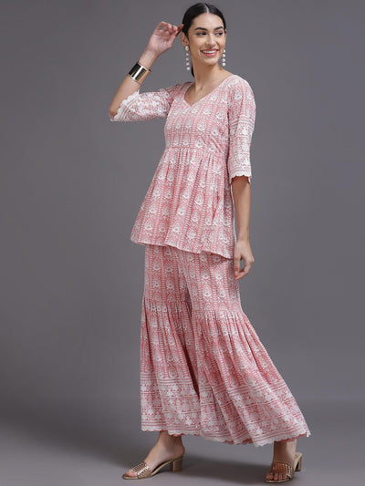 Pink Embroidered Georgette Suit Set - ShopLibas