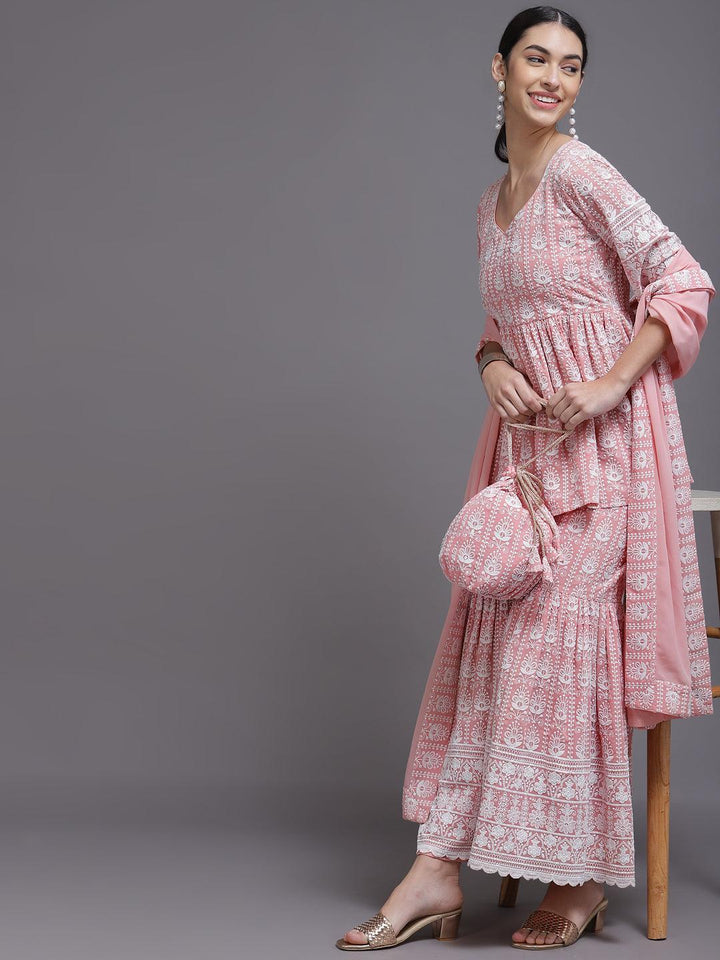 Pink Embroidered Georgette Suit Set - ShopLibas