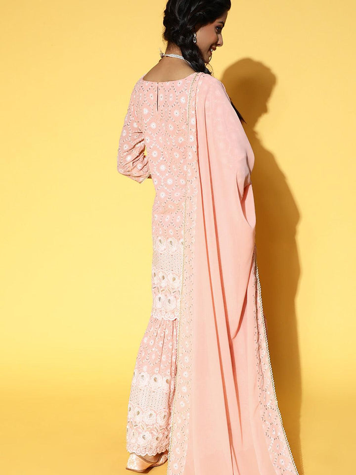 Pink Embroidered Georgette Suit Set - ShopLibas