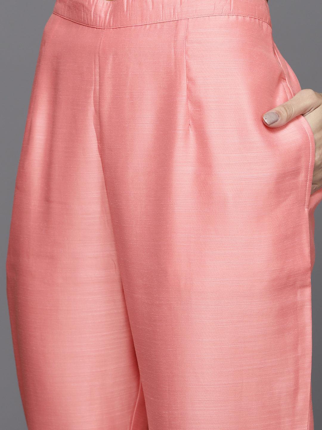 Pink Printed Chanderi Silk Suit Set - ShopLibas 