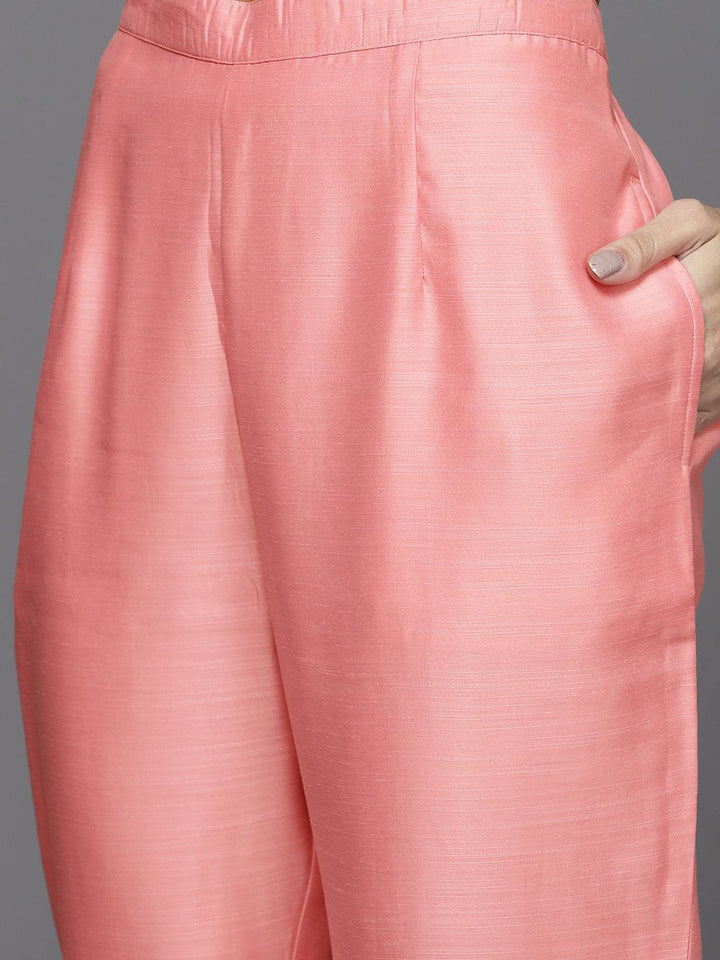 Pink Printed Chanderi Silk Suit Set