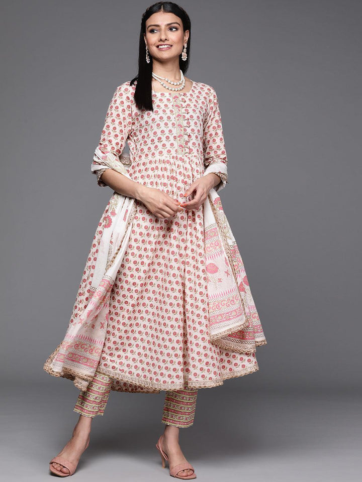 Pink Printed Cotton Suit Set - ShopLibas