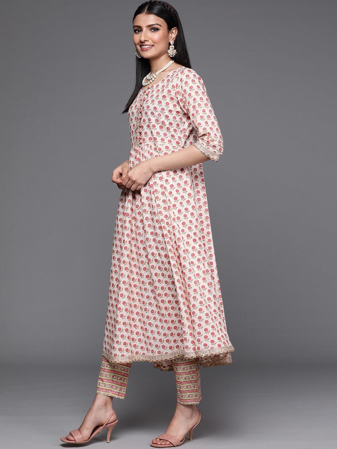 Pink Printed Cotton Suit Set - ShopLibas