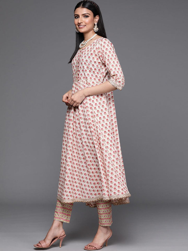 Pink Printed Cotton Suit Set - ShopLibas