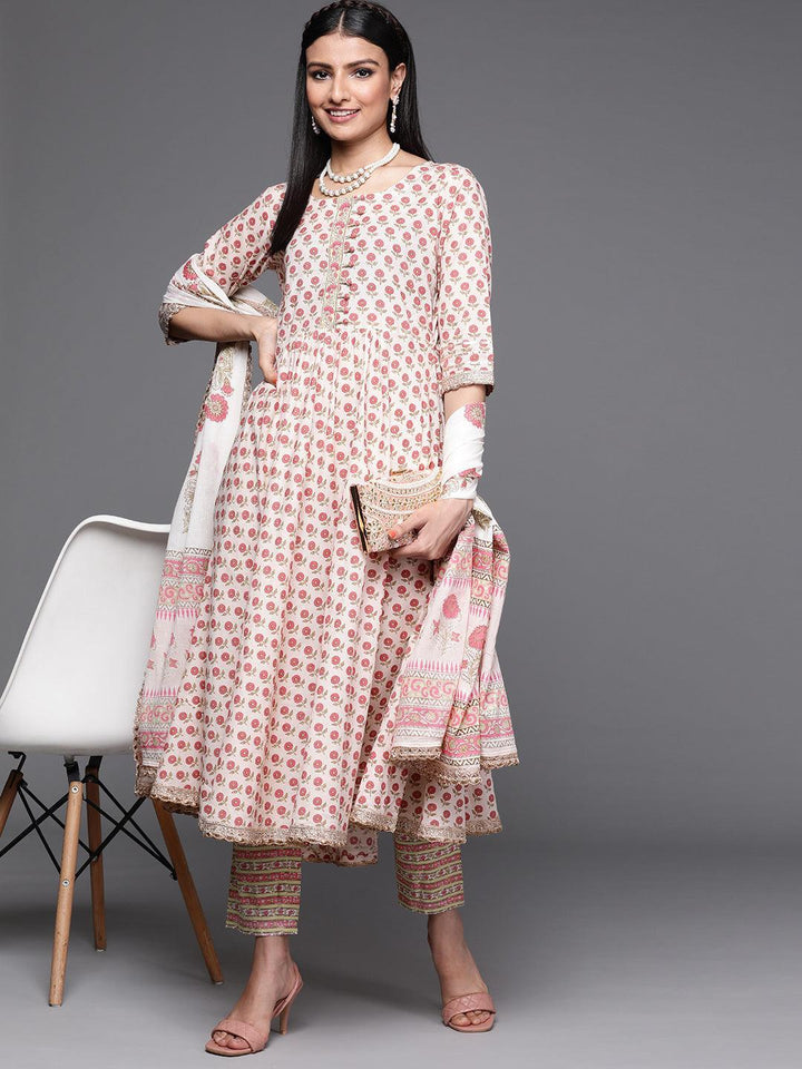 Pink Printed Cotton Suit Set - ShopLibas