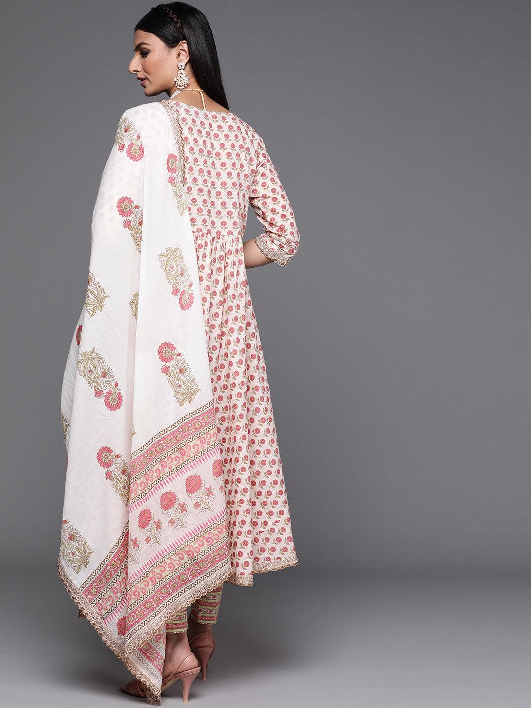 Pink Printed Cotton Suit Set - ShopLibas