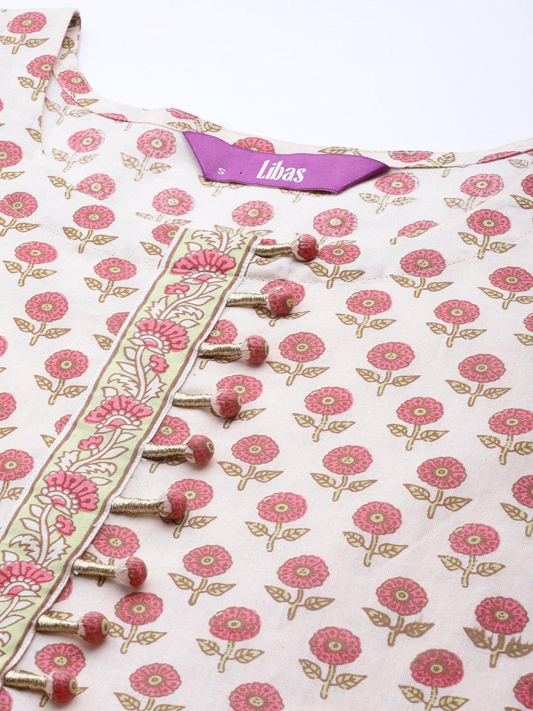 Pink Printed Cotton Suit Set - ShopLibas