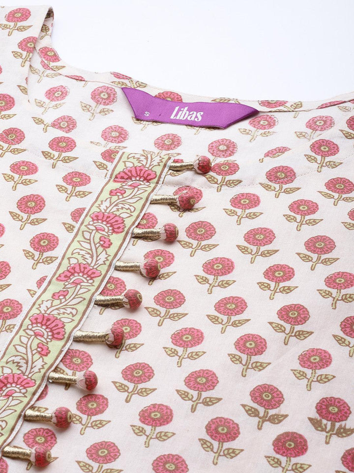 Pink Printed Cotton Suit Set - ShopLibas