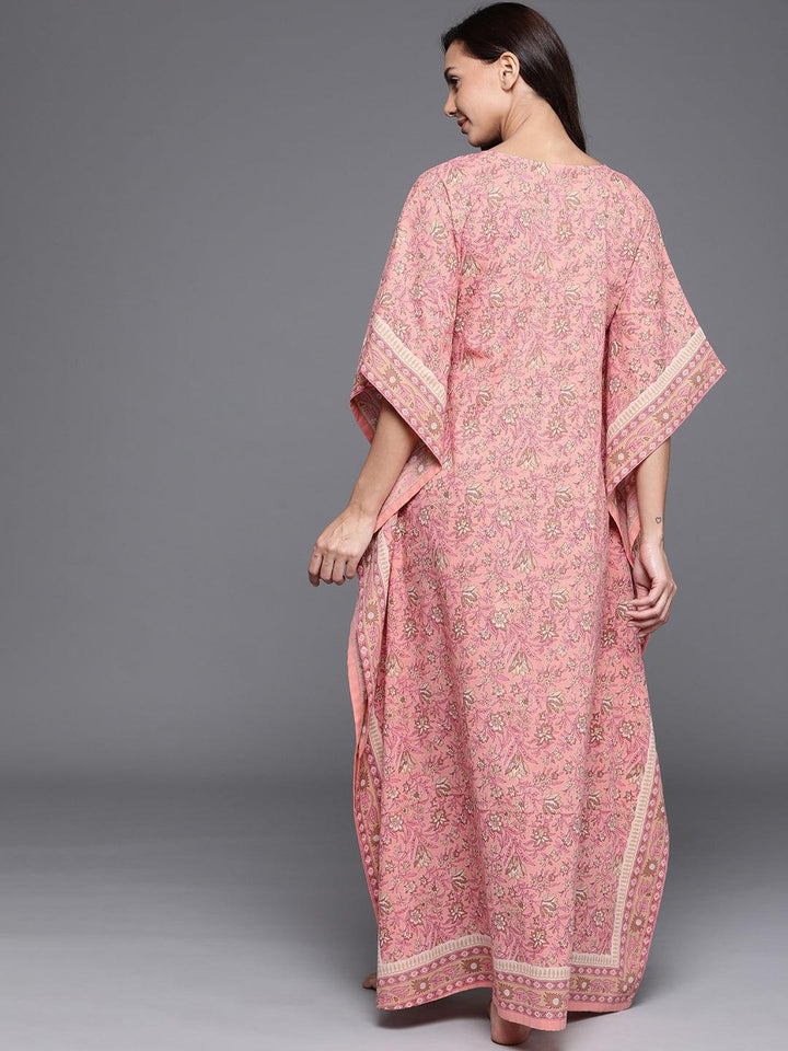 Pink Printed Cotton Nightdress - ShopLibas