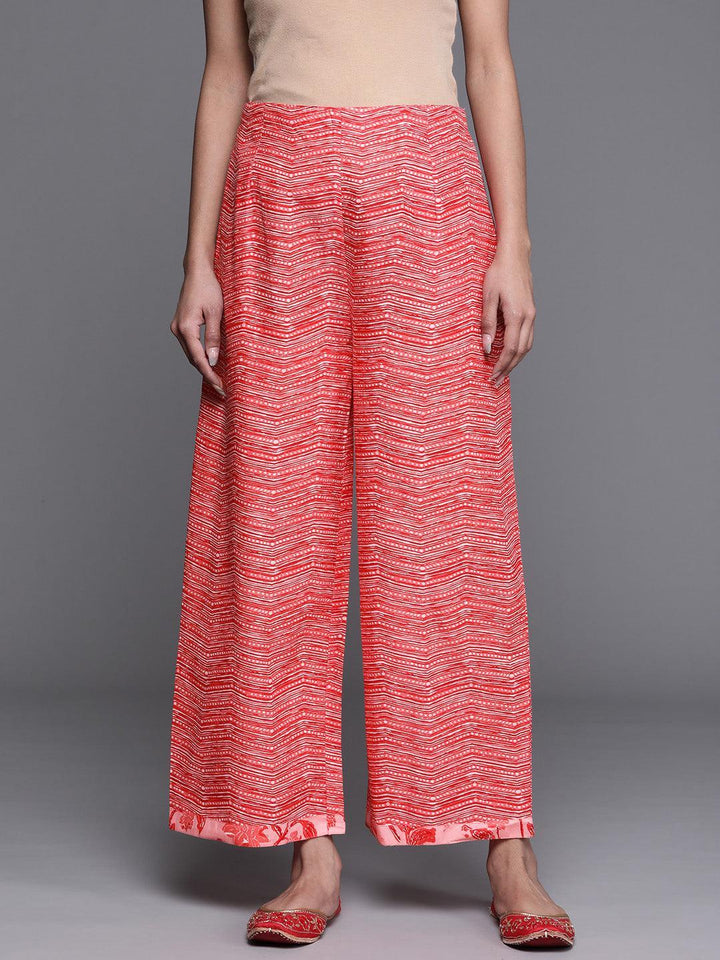 Pink Printed Cotton Palazzos - ShopLibas