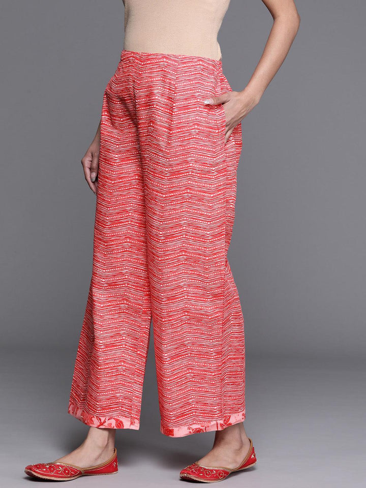 Pink Printed Cotton Palazzos - ShopLibas