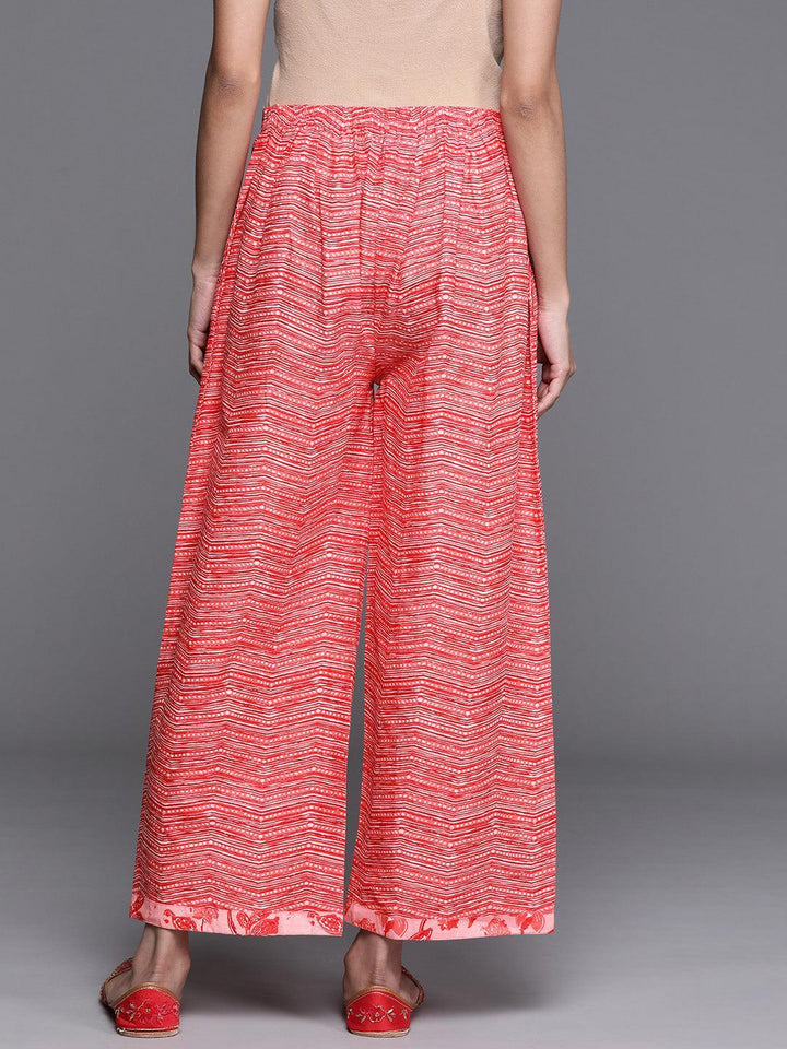 Pink Printed Cotton Palazzos - ShopLibas