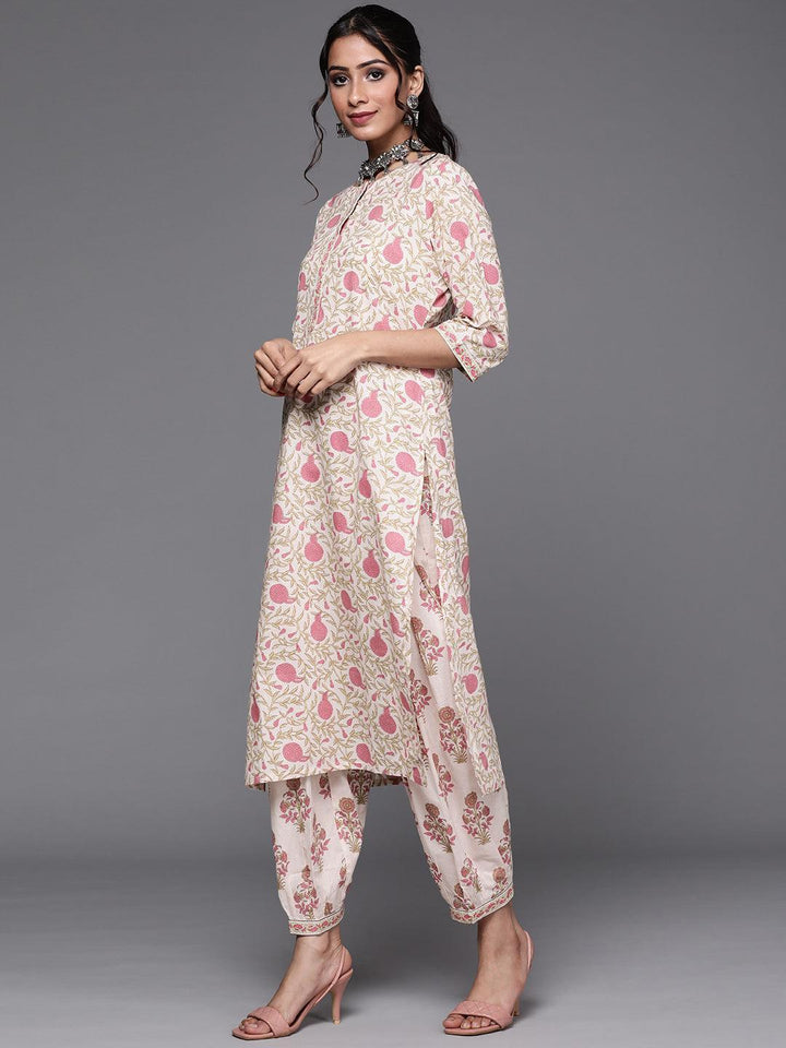 Pink Printed Cotton Suit Set - ShopLibas