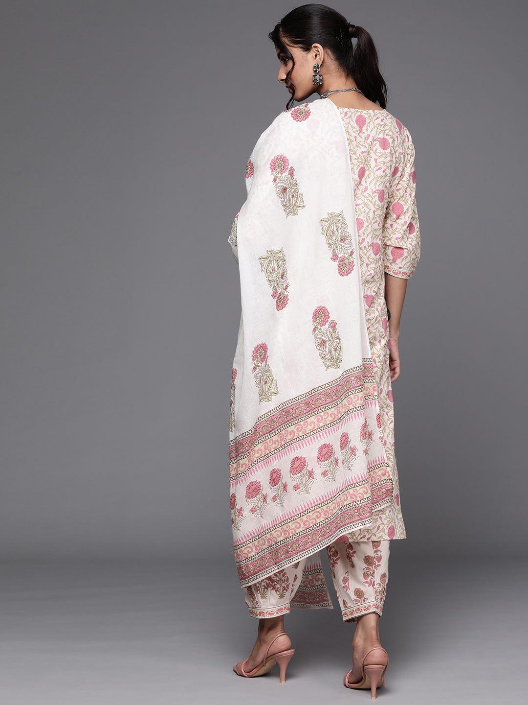 Pink Printed Cotton Suit Set - ShopLibas