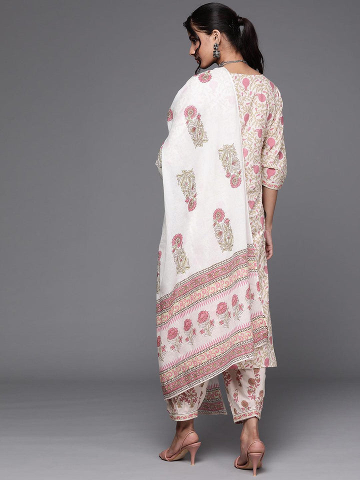 Pink Printed Cotton Suit Set - ShopLibas