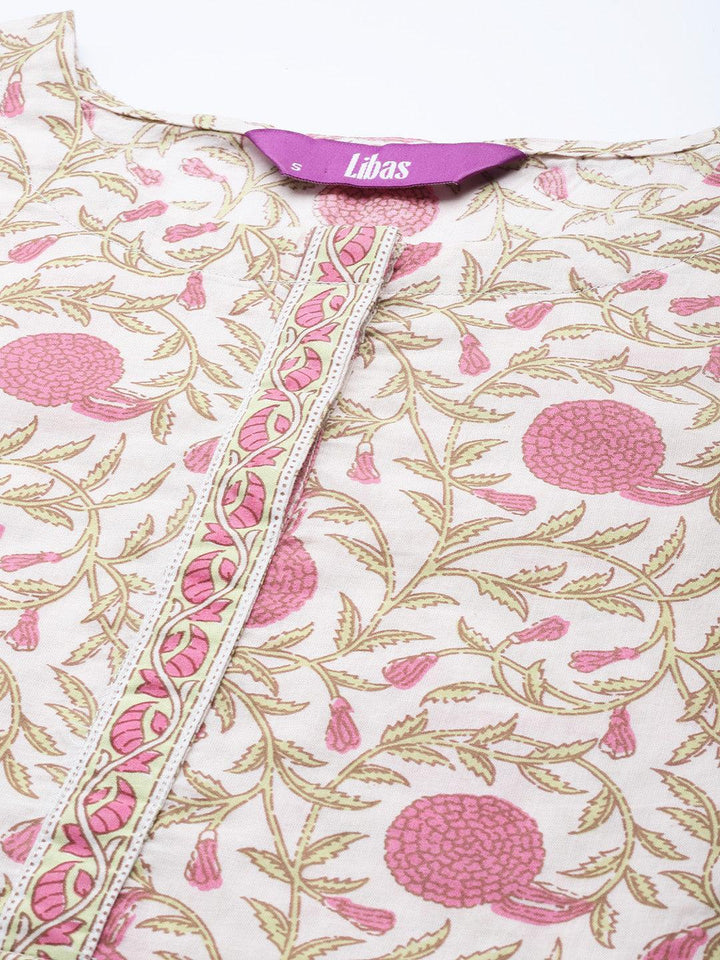 Pink Printed Cotton Suit Set - ShopLibas