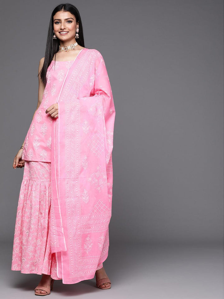 Pink Printed Cotton Suit Set - ShopLibas