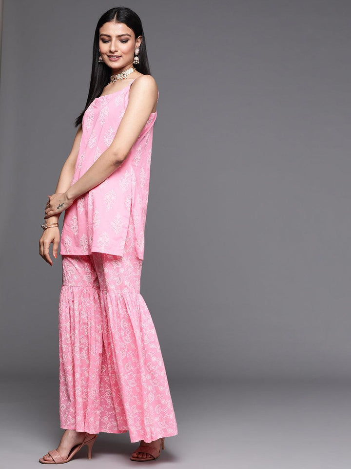 Pink Printed Cotton Suit Set - ShopLibas