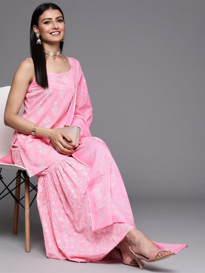 Pink Printed Cotton Suit Set - ShopLibas