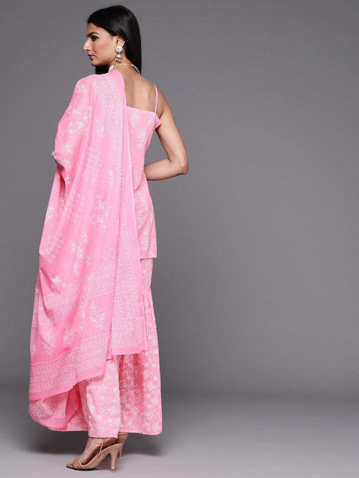 Pink Printed Cotton Suit Set - ShopLibas