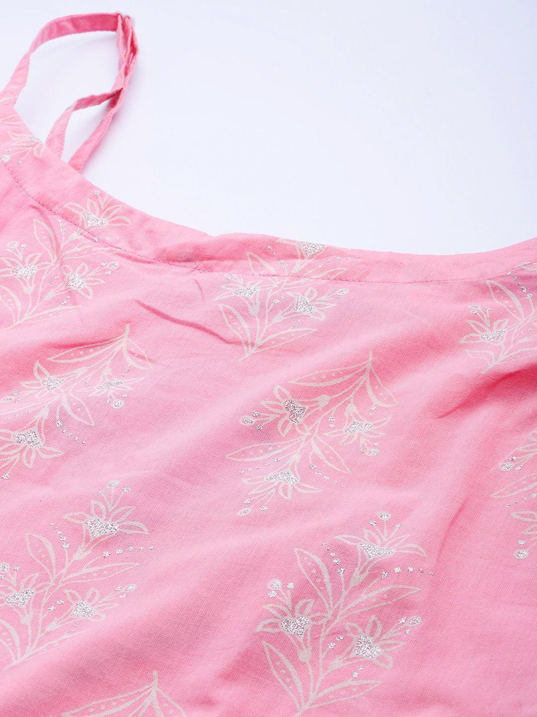 Pink Printed Cotton Suit Set - ShopLibas