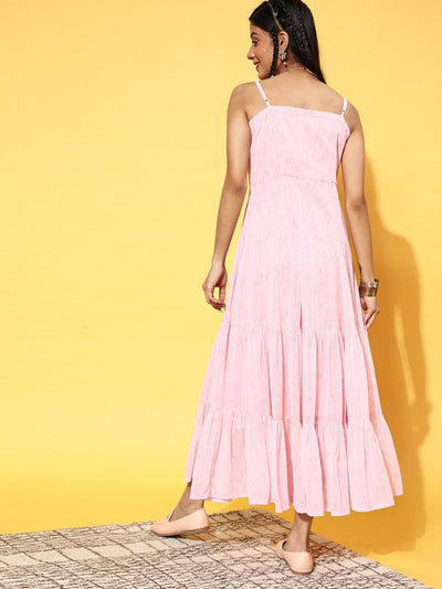 Pink Printed Georgette Dress - ShopLibas