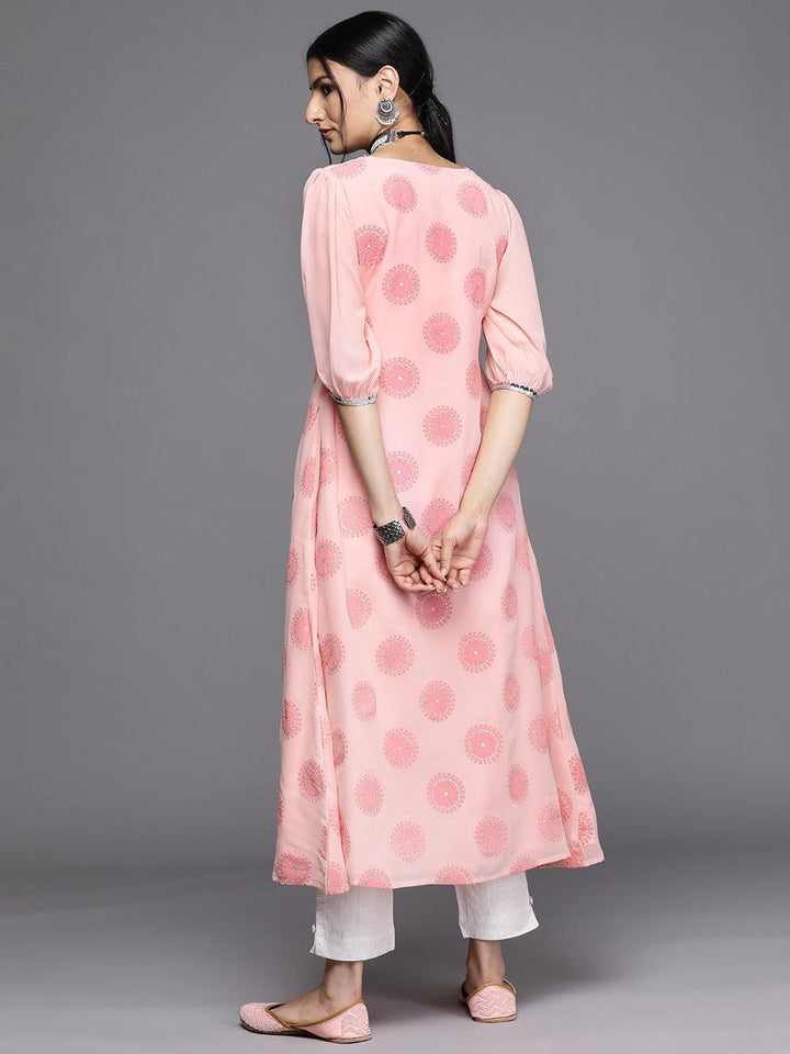 Pink Printed Georgette Kurta - ShopLibas