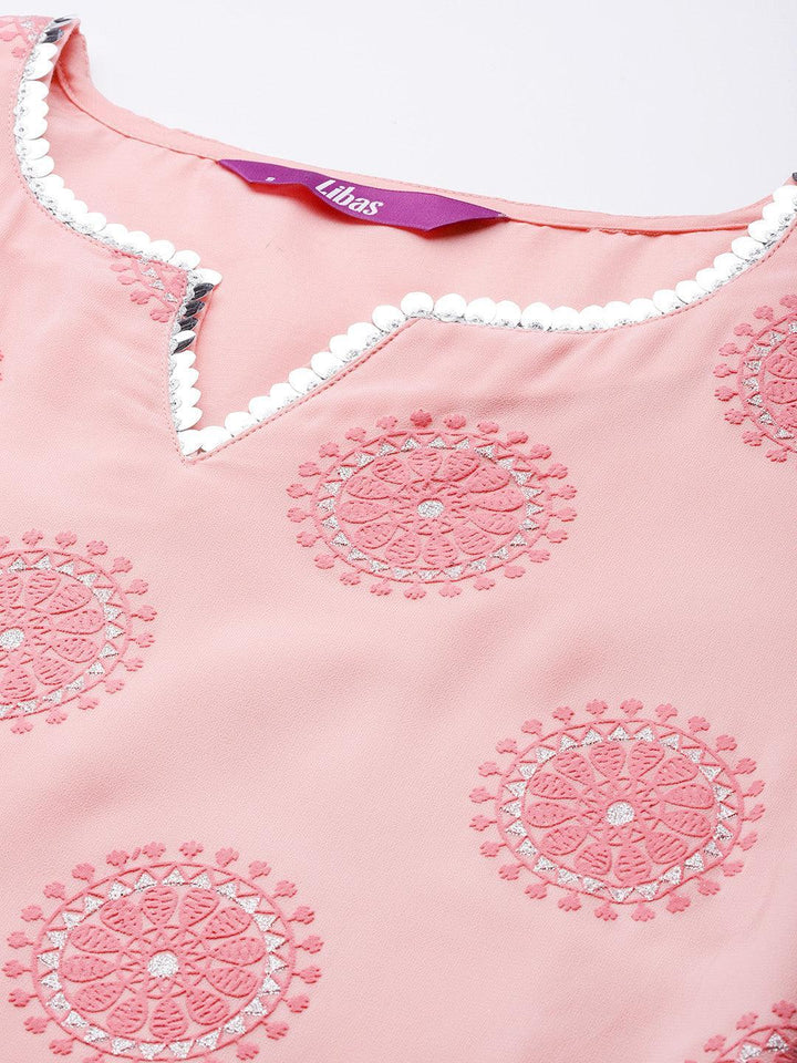 Pink Printed Georgette Kurta - ShopLibas
