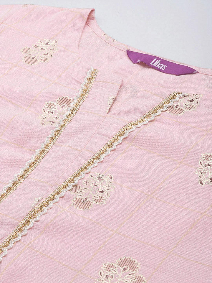 Pink Printed Rayon Straight Suit Set