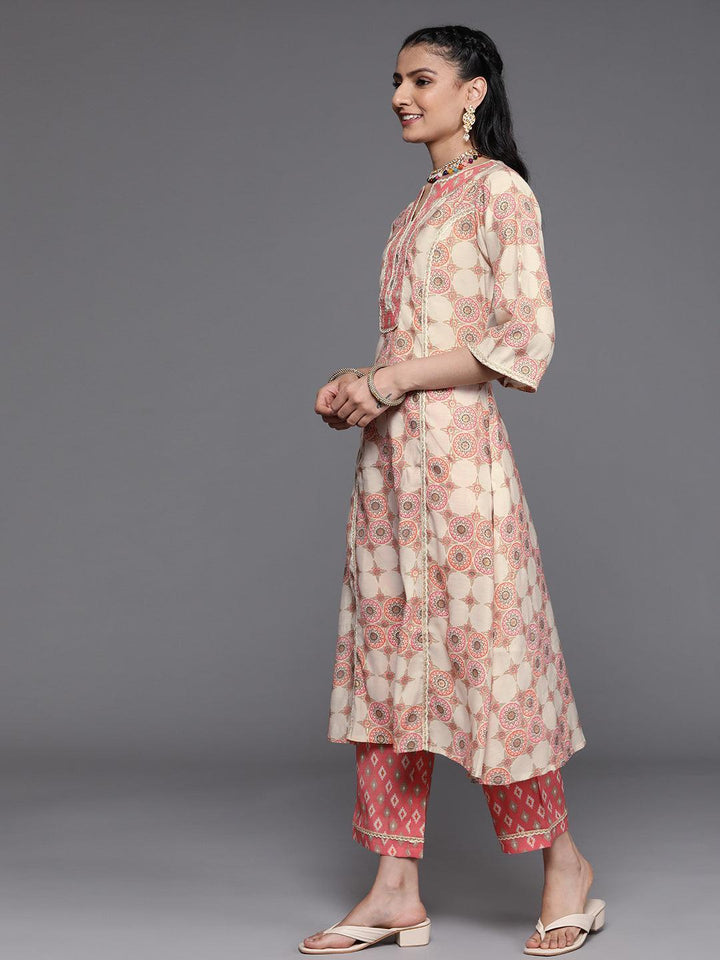 Pink Printed Silk Kurta - ShopLibas