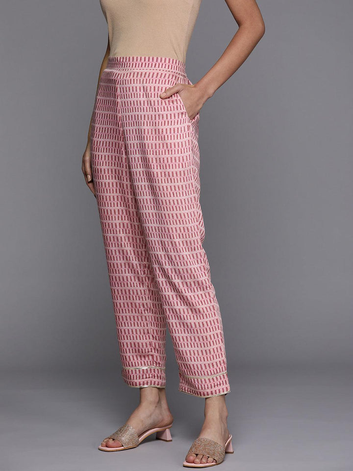Pink Printed Silk Trousers