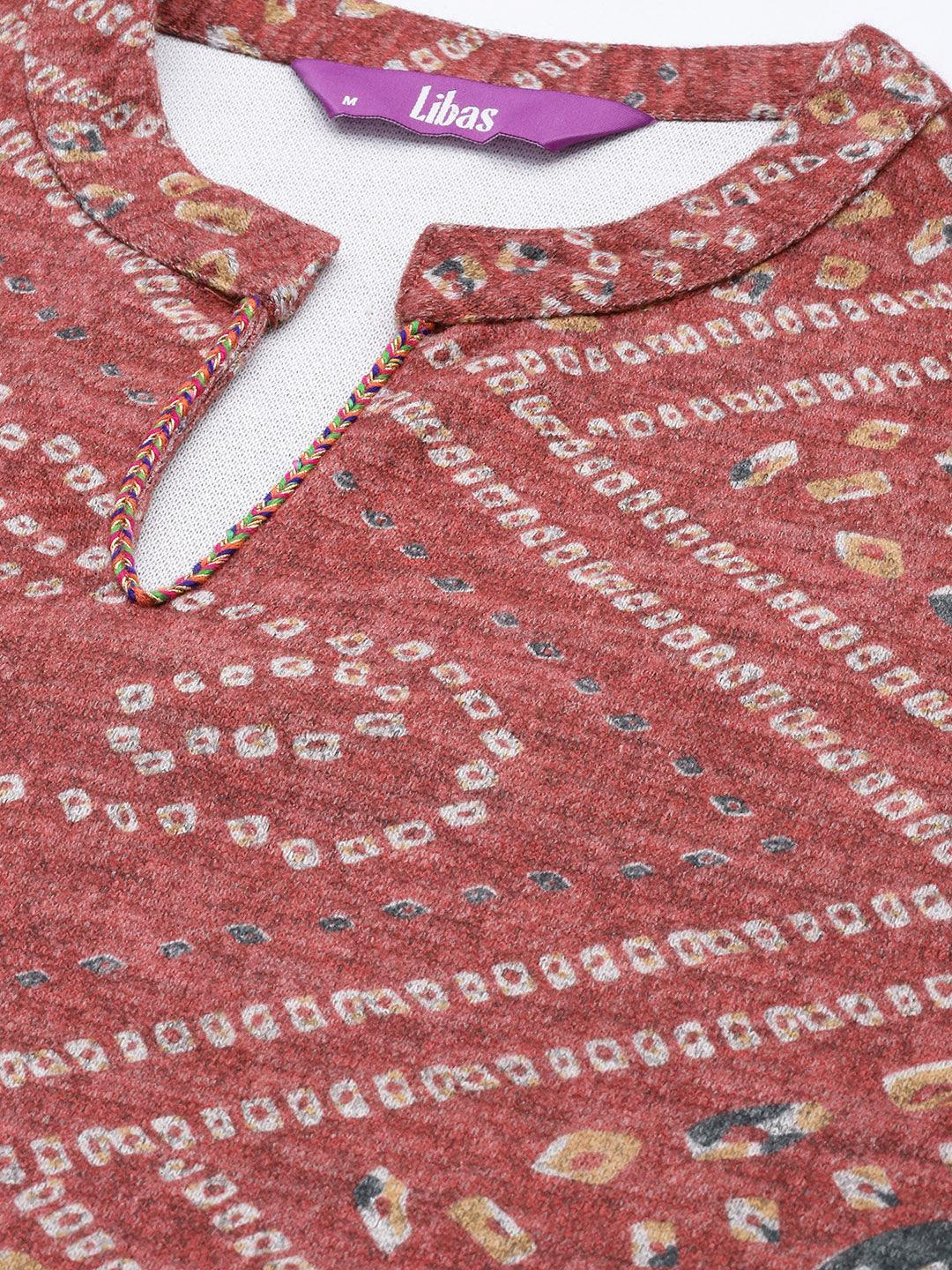 Pink Printed Wool Straight Suit Set - ShopLibas 