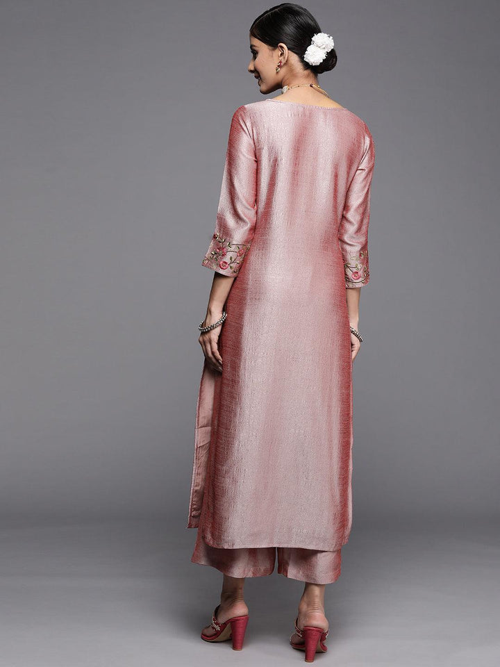 Pink Solid Silk Kurta - ShopLibas