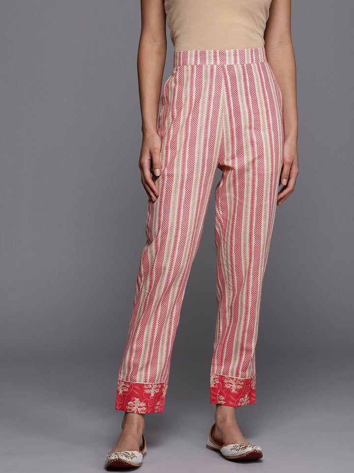 Pink Striped Cotton Trousers - ShopLibas
