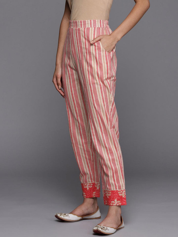 Pink Striped Cotton Trousers - ShopLibas