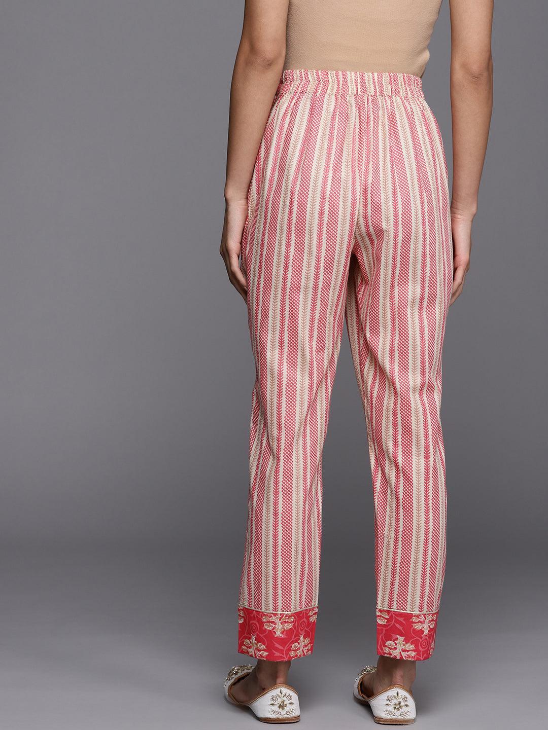 Pink Striped Cotton Trousers - ShopLibas