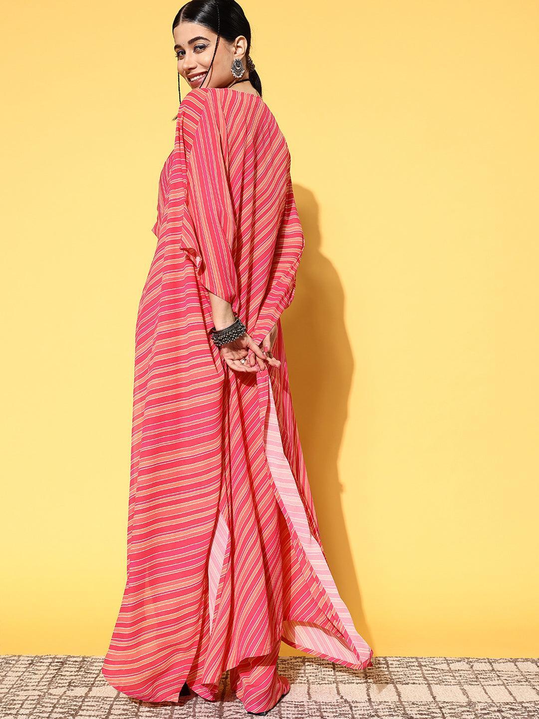 Pink Striped Georgette Co-Ords - ShopLibas 