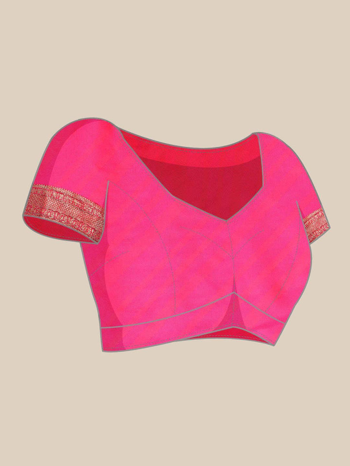 Pink Woven Design Brocade Saree - Libas