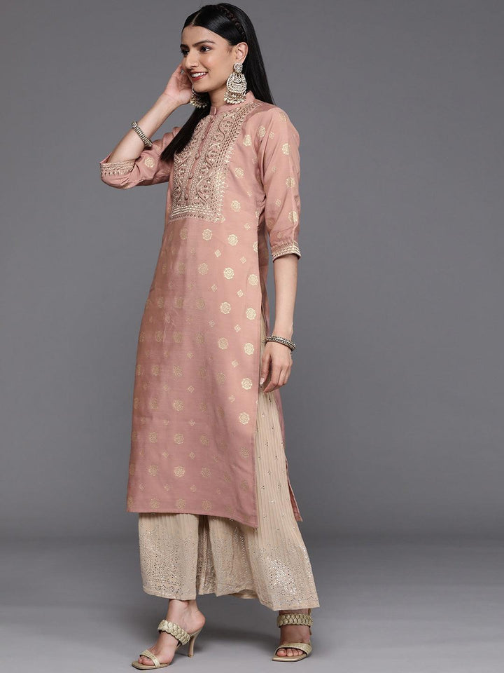 Pink Yoke Design Chanderi Silk Kurta - ShopLibas