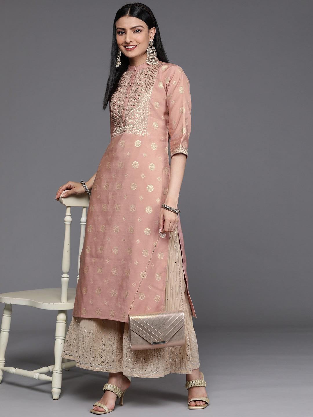 Pink Yoke Design Chanderi Silk Kurta - ShopLibas