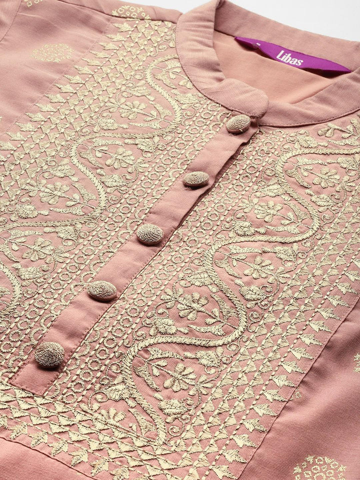 Pink Yoke Design Chanderi Silk Kurta - ShopLibas