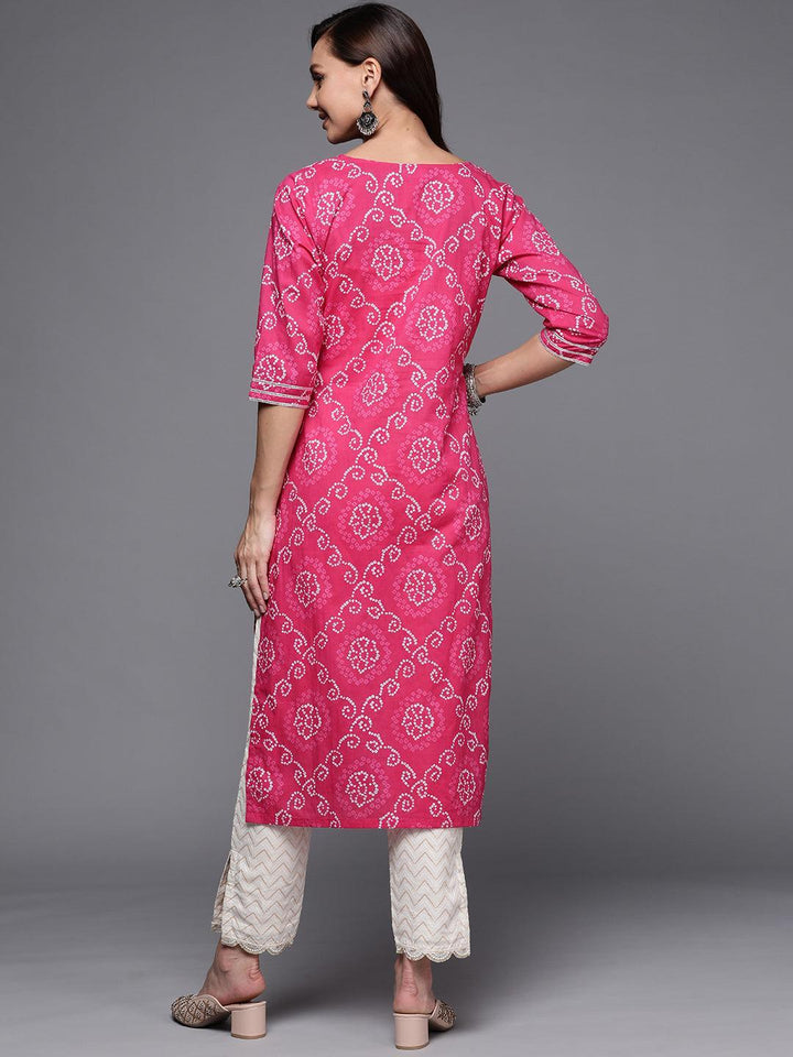 Pink Yoke Design Cotton Straight Kurta - ShopLibas