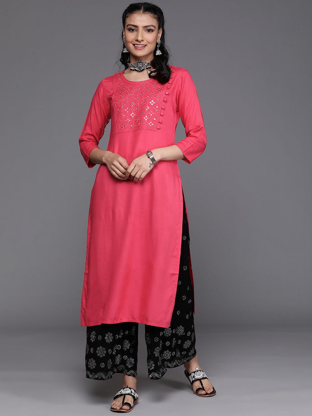 Pink Yoke Design Rayon Kurta - ShopLibas