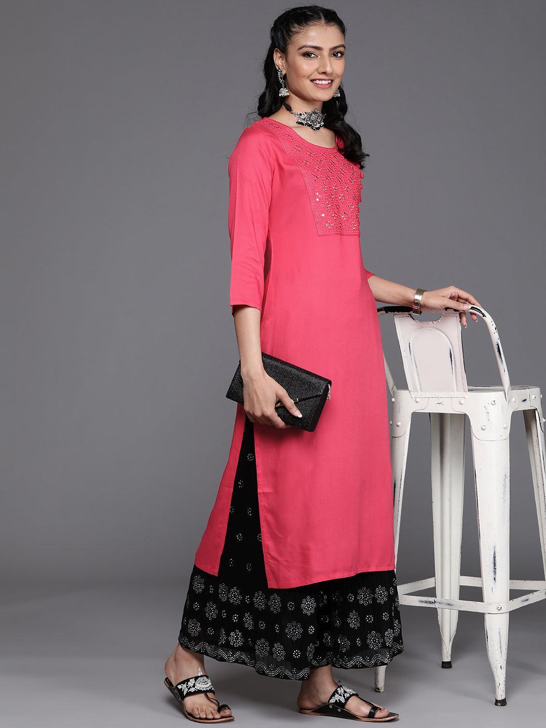 Pink Yoke Design Rayon Kurta - ShopLibas
