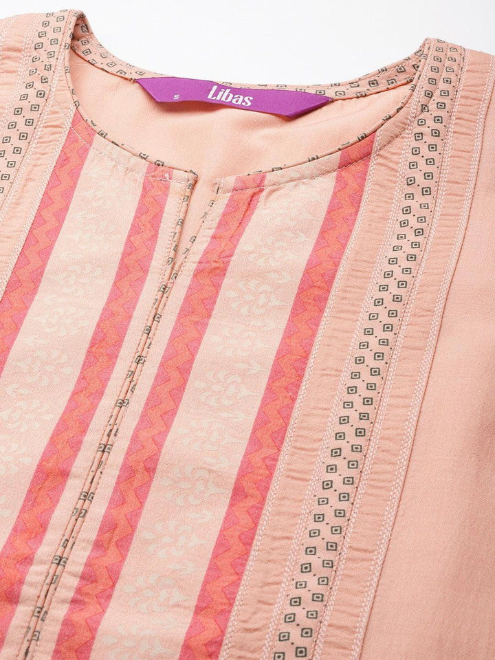 Pink Yoke Design Silk Blend Straight Suit Set - ShopLibas