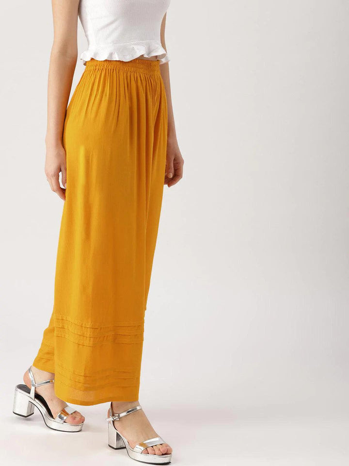Yellow Solid Rayon Palazzos